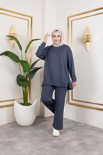 Bağcıklı Modal İkili Takım-5065 Antrasit - Thumbnail