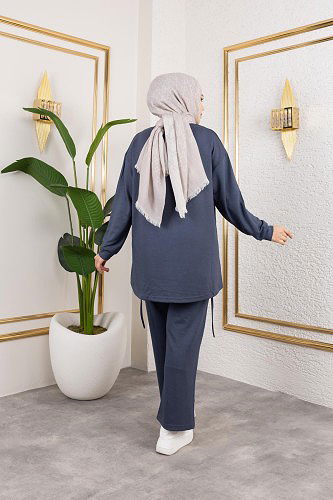 Bağcıklı Modal İkili Takım-5065 Antrasit - Thumbnail