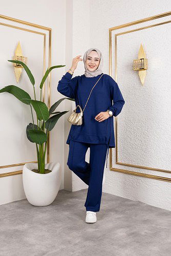 Modaebva - Bağcıklı Modal İkili Takım-5065 Lacivert