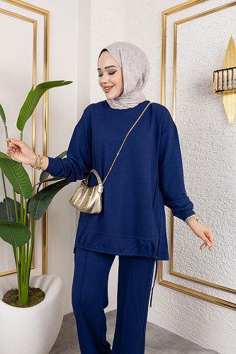 Modaebva - Bağcıklı Modal İkili Takım-5065 Lacivert (1)