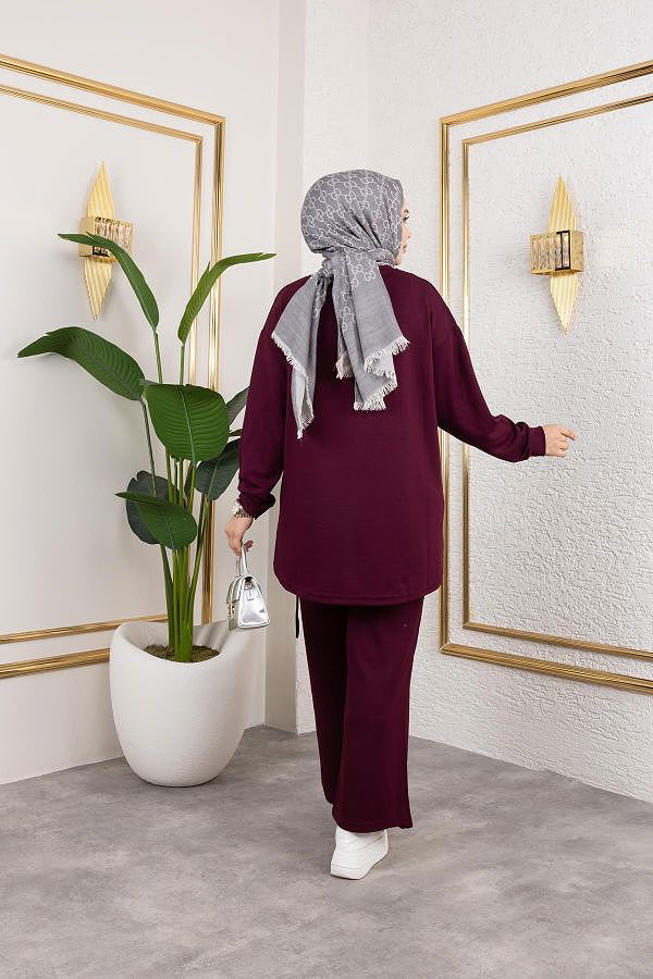 Bağcıklı Modal İkili Takım-5065 Mürdüm