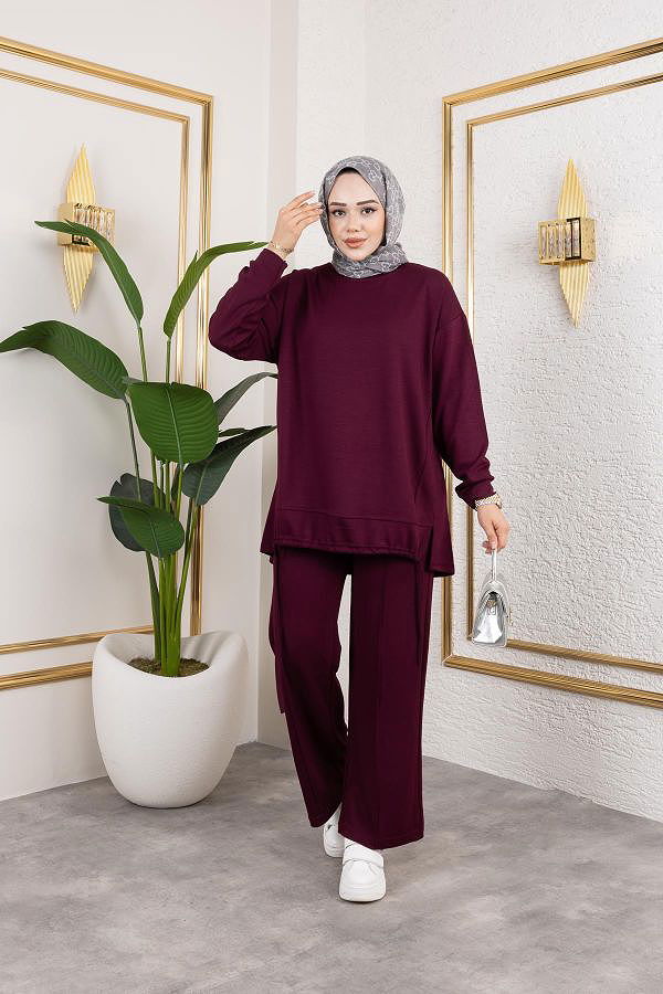 Bağcıklı Modal İkili Takım-5065 Mürdüm