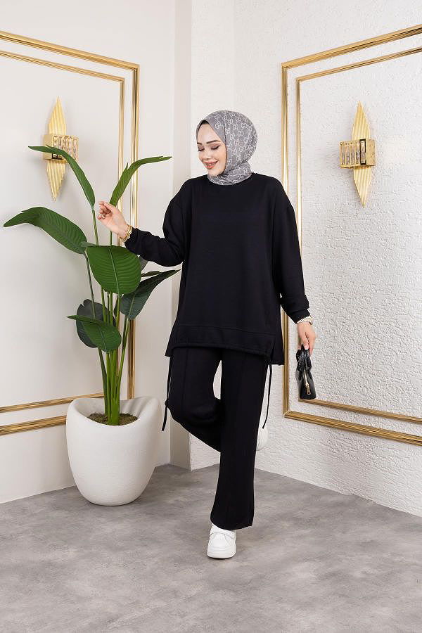 Bağcıklı Modal İkili Takım-5065 Siyah