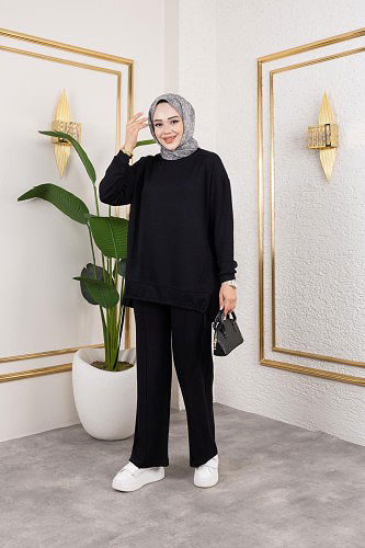 Bağcıklı Modal İkili Takım-5065 Siyah - Thumbnail