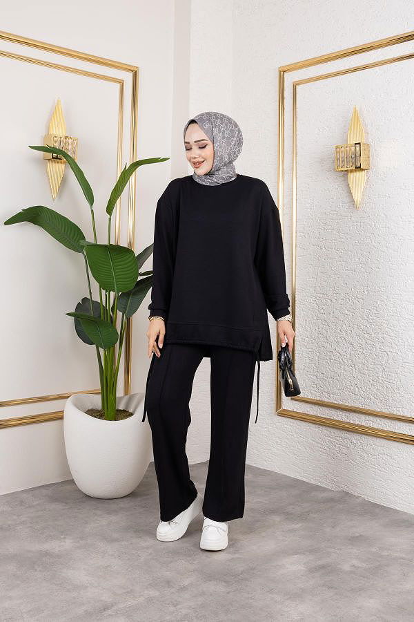 Bağcıklı Modal İkili Takım-5065 Siyah