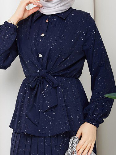 Beli Lastikli Etekli İkili Takım-5169 Lacivert - Thumbnail