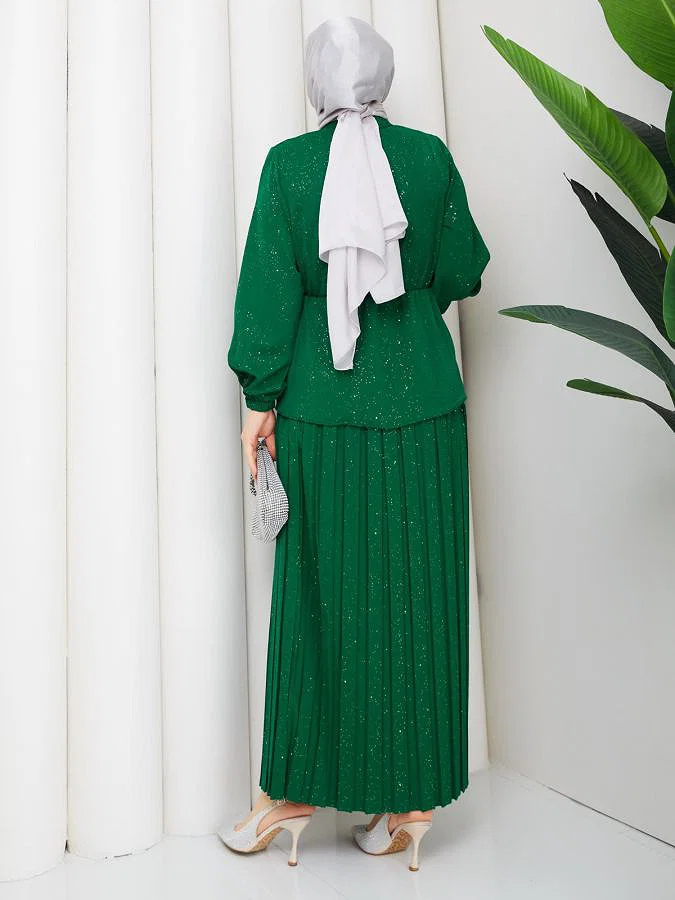 Beli Lastikli Etekli İkili Takım-5169 Yeşil