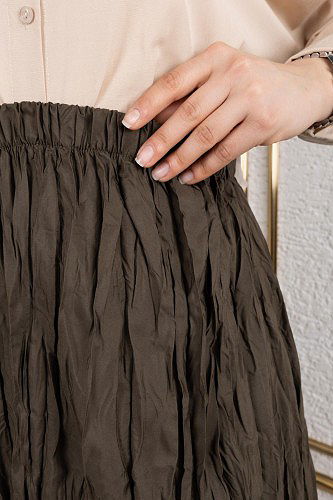 Beli Lastikli Kraş Etek-2040 Haki yeşili - Thumbnail