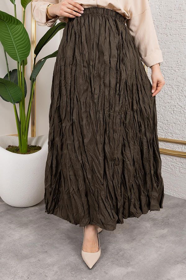 Beli Lastikli Kraş Etek-2040 Haki yeşili