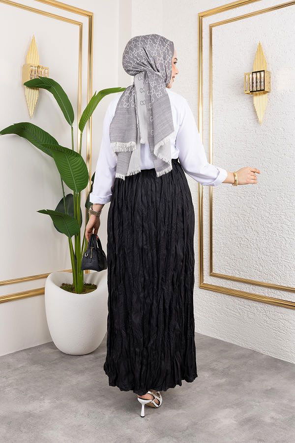 Beli Lastikli Kraş Etek-2040 Siyah