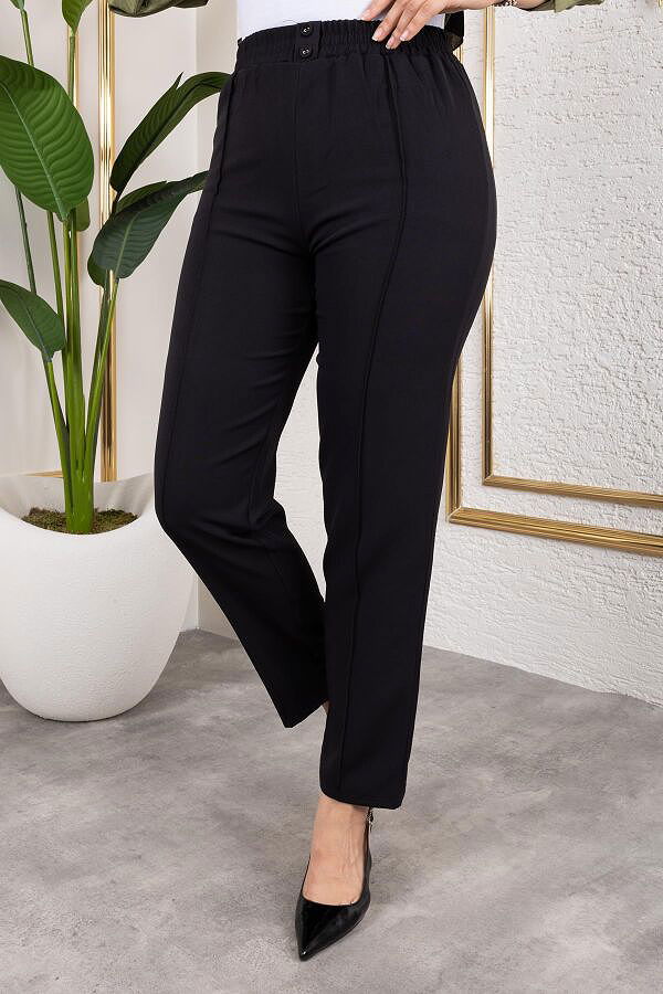 Beli Lastikli Siyah Pantolon-3036 Siyah