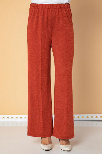 Modaebva - Beli Lastikli Yumoş Pantolon-3026 Kiremit