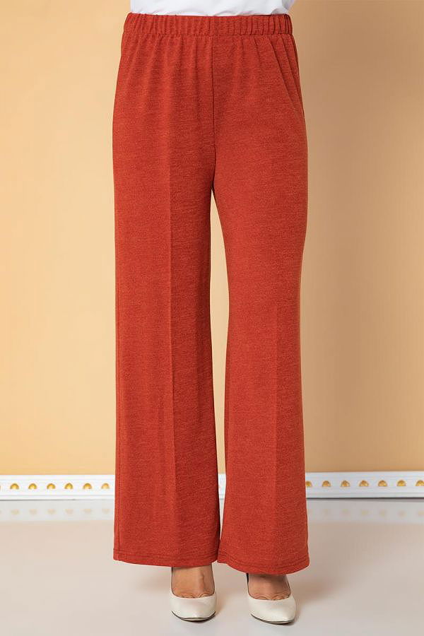 Beli Lastikli Yumoş Pantolon-3026 Kiremit