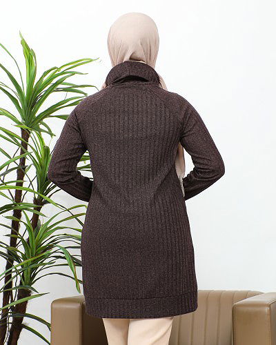 Boğazlı Tunik-3167 Kahve - Thumbnail