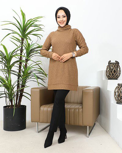 Boğazlı Tunik-3167 Vizon - Thumbnail