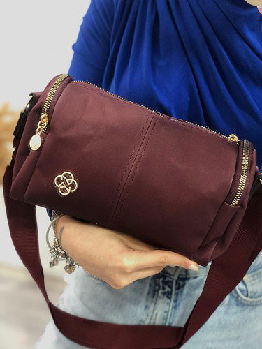 Modaebva - Cepli Fermuarlı Omuz Çanta-1937 Bordo