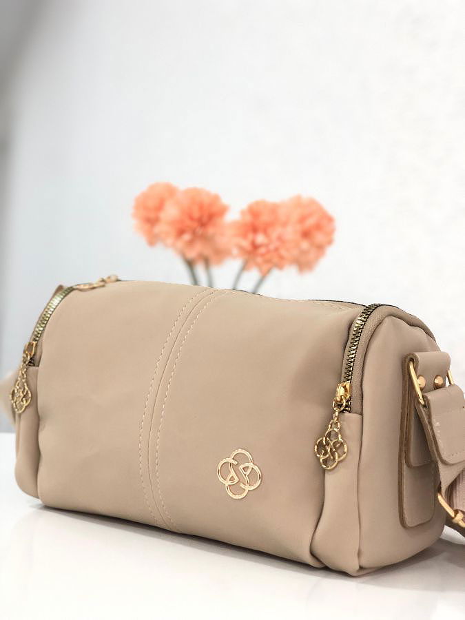 Cepli Fermuarlı Omuz Çanta-1937 Krem