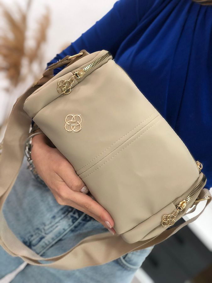 Cepli Fermuarlı Omuz Çanta-1937 Krem