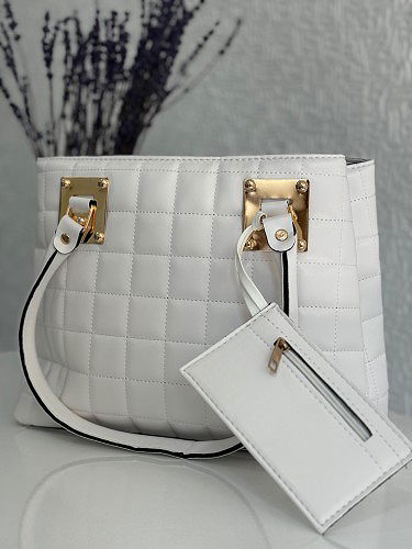 Modaebva - Cüzdan Detaylı El Ve Omuz Çantası-1951 Beyaz