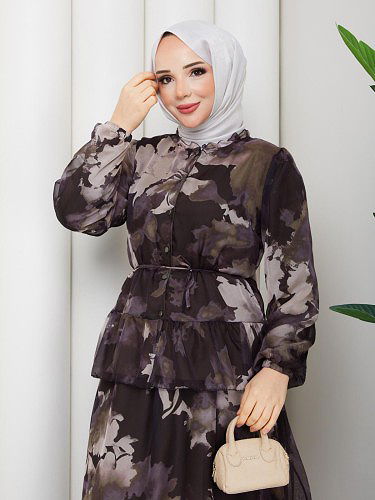 Desenli İkili Takım-5125 Kahve - Thumbnail