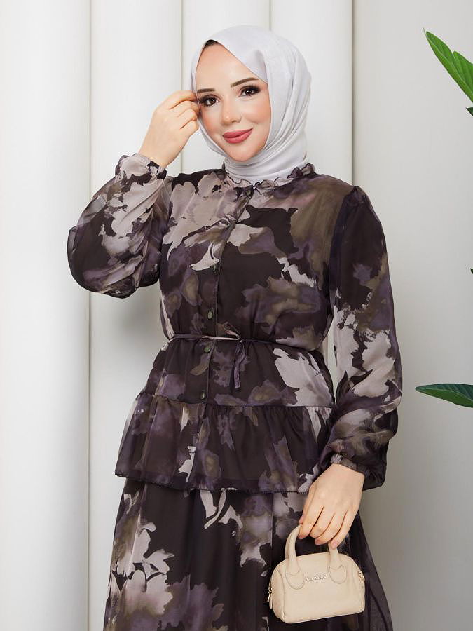 Desenli İkili Takım-5125 Kahve