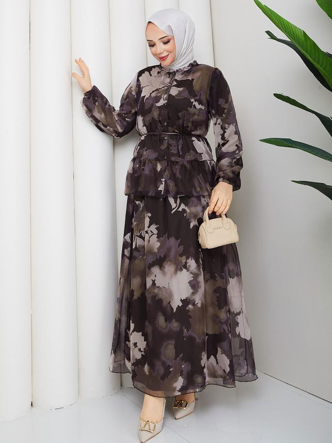 Desenli İkili Takım-5125 Kahve