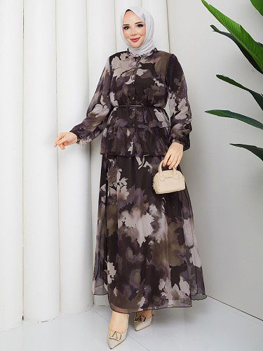 Desenli İkili Takım-5125 Kahve - Thumbnail