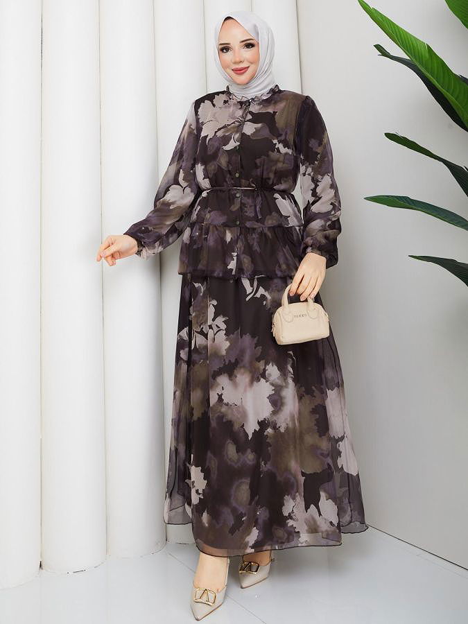 Desenli İkili Takım-5125 Kahve