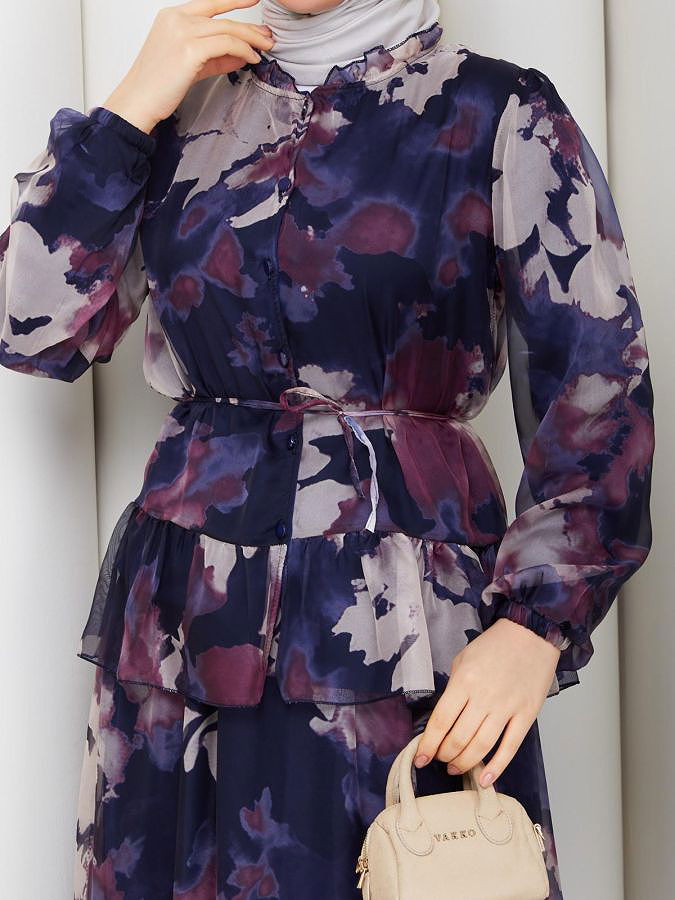 Desenli İkili Takım-5125 Lacivert