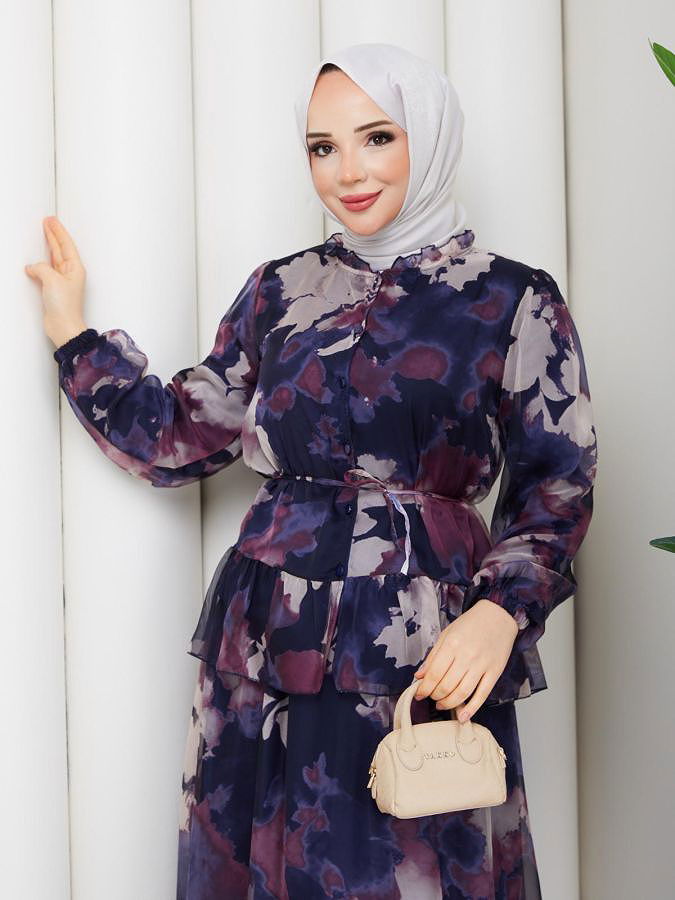 Desenli İkili Takım-5125 Lacivert