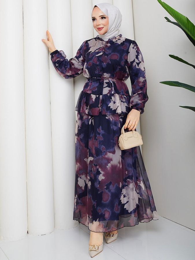 Desenli İkili Takım-5125 Lacivert