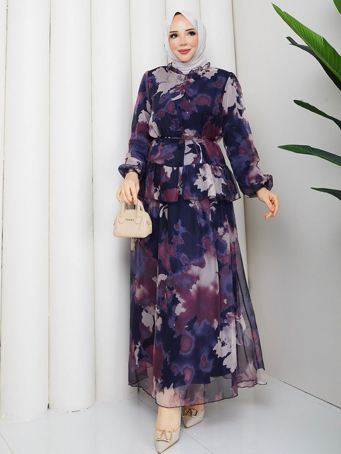 Desenli İkili Takım-5125 Lacivert