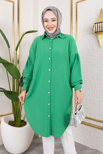 Modaebva - Düşük Kollu SalaşTunik-3034 Benetton yeşili