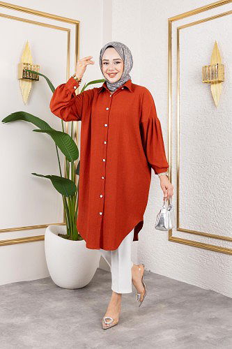 Modaebva - Düşük Kollu SalaşTunik-3034---Kiremit (1)