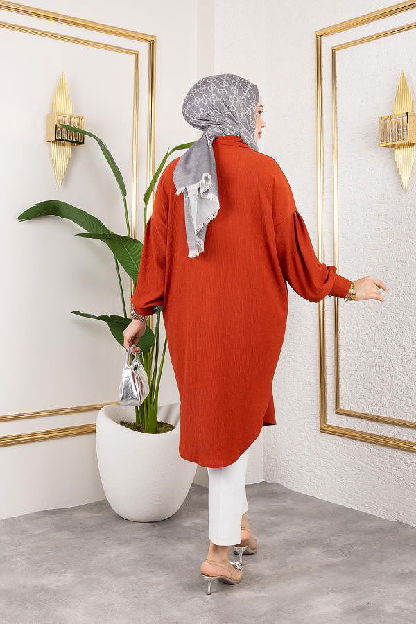 Düşük Kollu SalaşTunik-3034---Kiremit