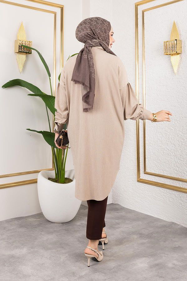 Düşük Kollu SalaşTunik-3034 Latte