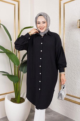 Modaebva - Düşük Kollu SalaşTunik-3034--Siyah