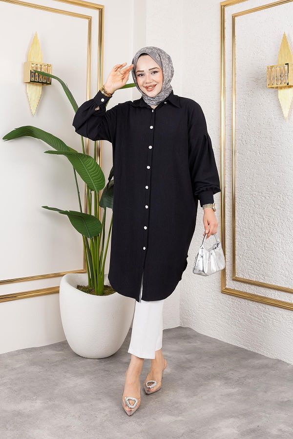 Düşük Kollu SalaşTunik-3034--Siyah