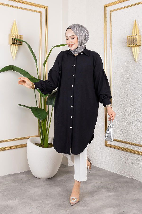Düşük Kollu SalaşTunik-3034--Siyah