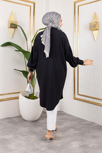 Düşük Kollu SalaşTunik-3034--Siyah - Thumbnail