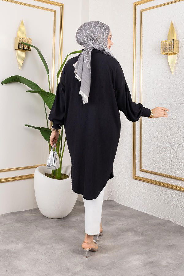 Düşük Kollu SalaşTunik-3034--Siyah