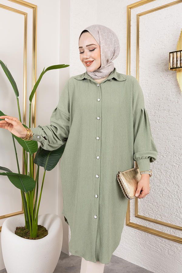 Düşük Kollu SalaşTunik-3034 Su yeşili