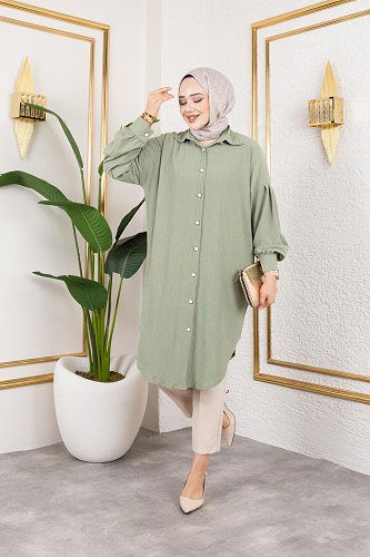 Modaebva - Düşük Kollu SalaşTunik-3034 Su yeşili (1)