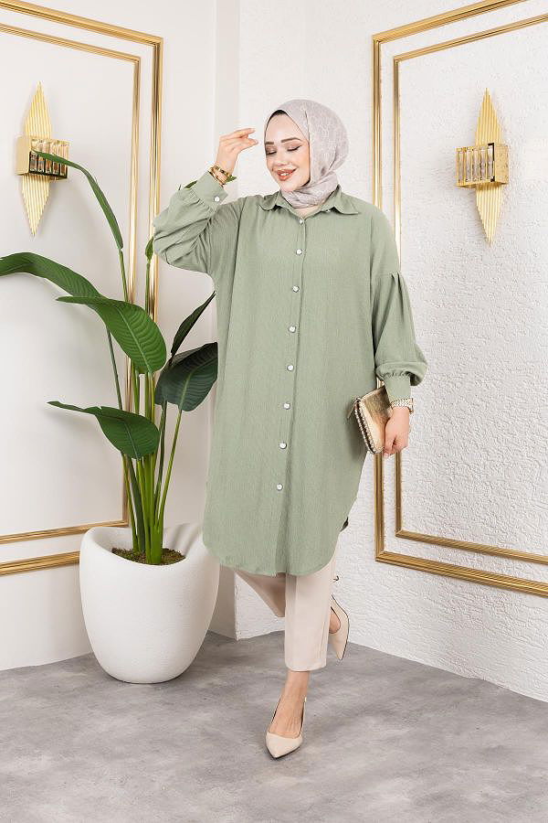 Düşük Kollu SalaşTunik-3034 Su yeşili