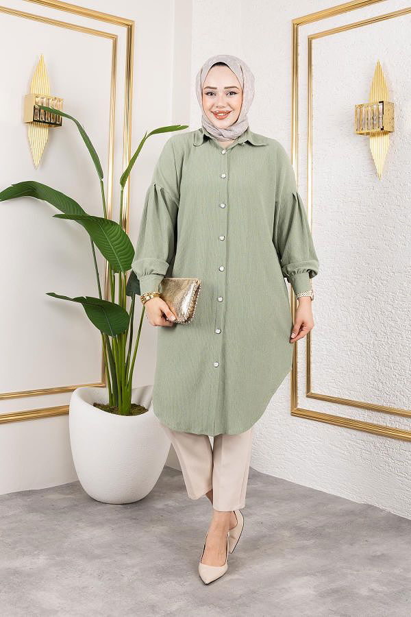 Düşük Kollu SalaşTunik-3034 Su yeşili