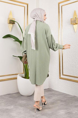 Düşük Kollu SalaşTunik-3034 Su yeşili - Thumbnail