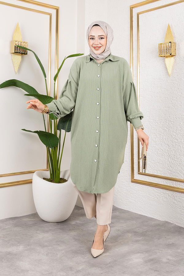 Düşük Kollu SalaşTunik-3034 Su yeşili