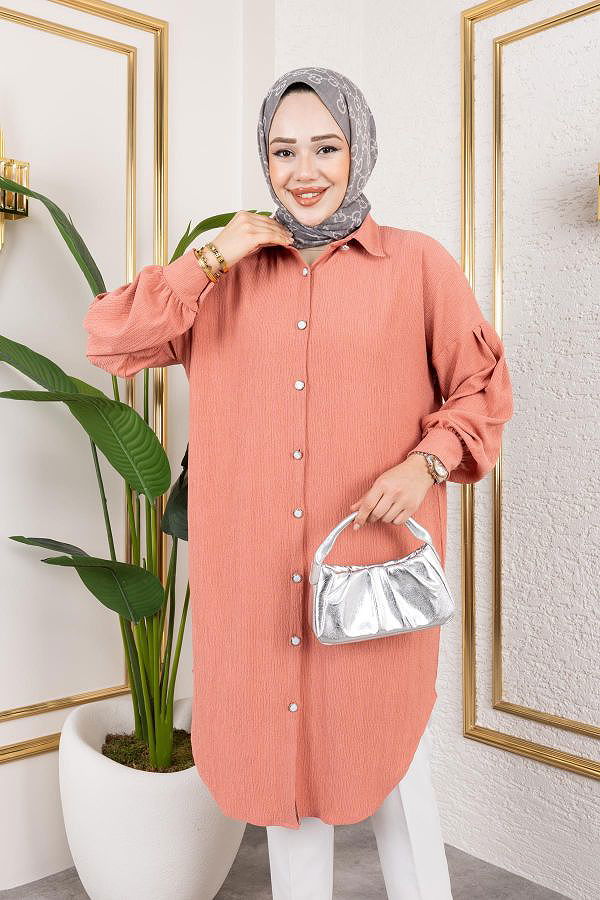 Düşük Kollu SalaşTunik-3034 Yavruağzı