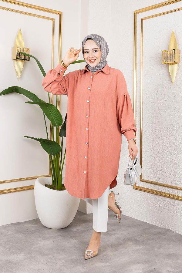 Düşük Kollu SalaşTunik-3034 Yavruağzı