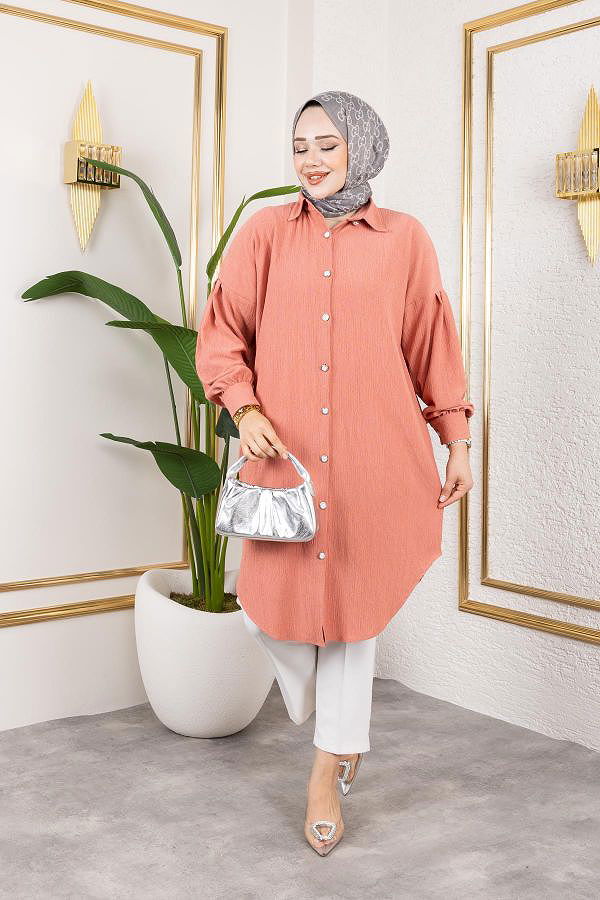 Düşük Kollu SalaşTunik-3034 Yavruağzı